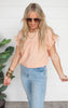 Georgia Peach Ruffle Sleeve Top