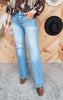 Mid Rise Button Down Wide Leg Denim Jeans | Risen