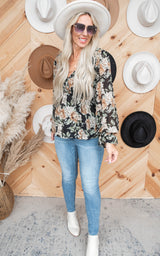 Fall Floral Peplum Blouse Top