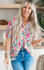 Half Sleeve Floral Print Knit Top - Final Sale