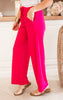 Ribbed High-rise Drawstring Wide Leg Pants - Final Sale