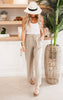 High-Waist Tie Waist Linen Blend Wide Leg Pants - Final Sale