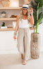 High-Waist Tie Waist Linen Blend Wide Leg Pants - Final Sale