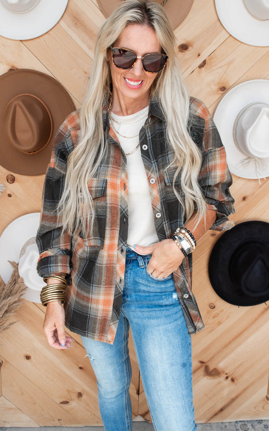 Falling for Fall Plaid Shacket Top 