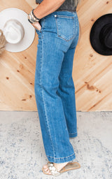 High Rise Double Button Wide Leg Denim Jeans | Judy Blue