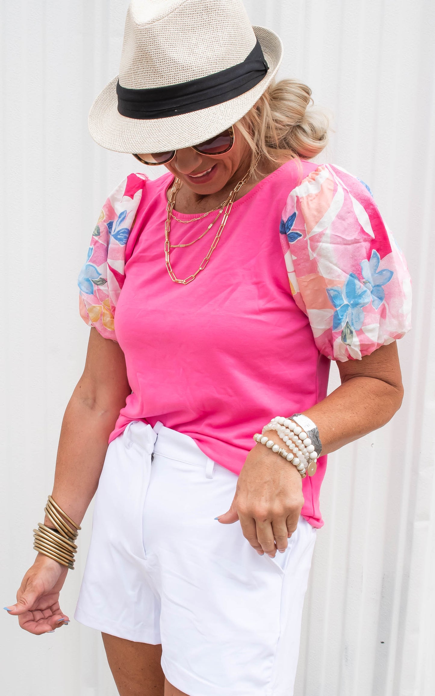 Summer Floral Puff Sleeve Top