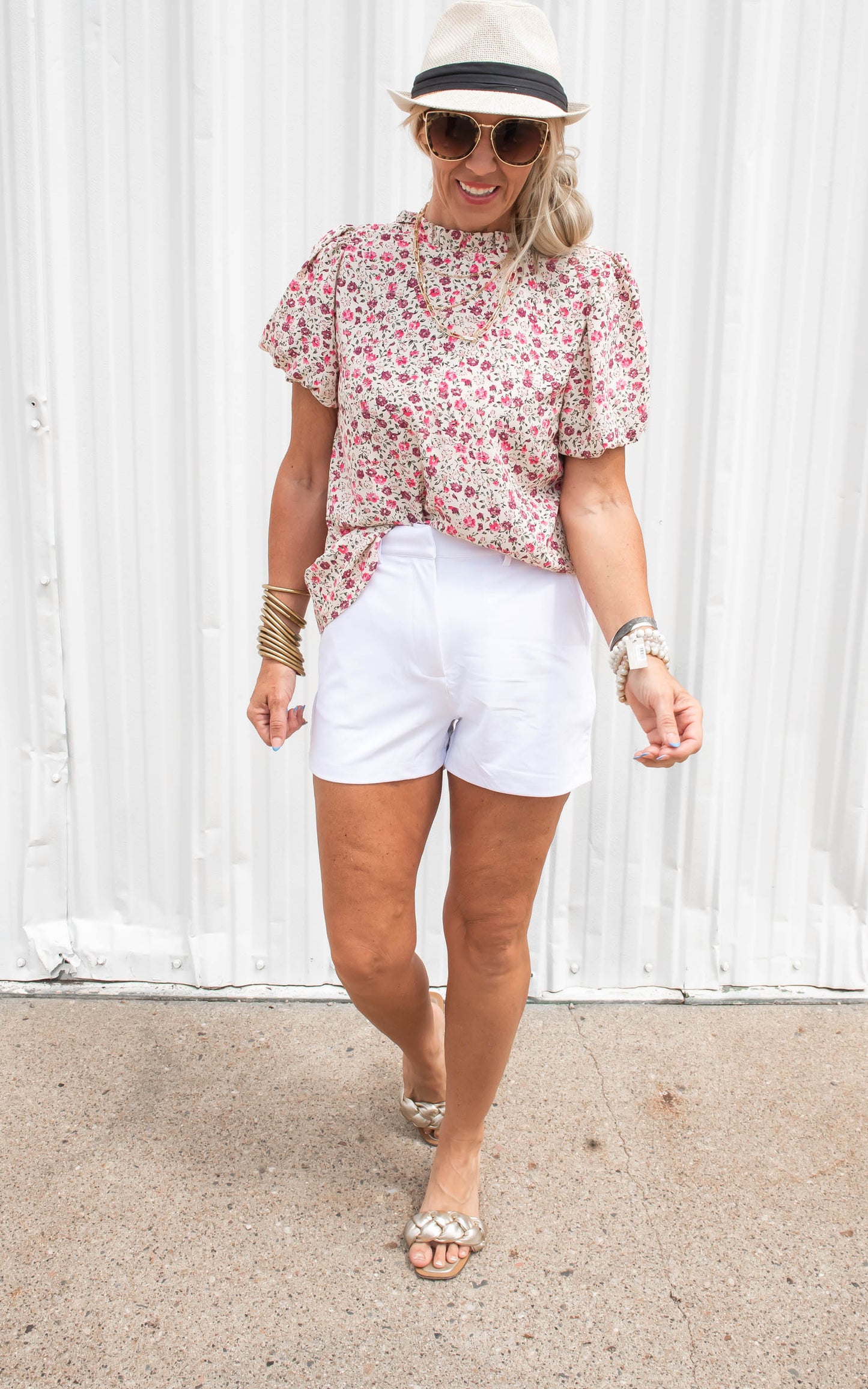 Fall Floral Bubble Sleeve Top