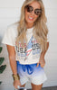 USA Star Spangled Lightening Graphic Crop Tee