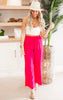 High-Waist Tie Waist Linen Blend Wide Leg Pants - Final Sale