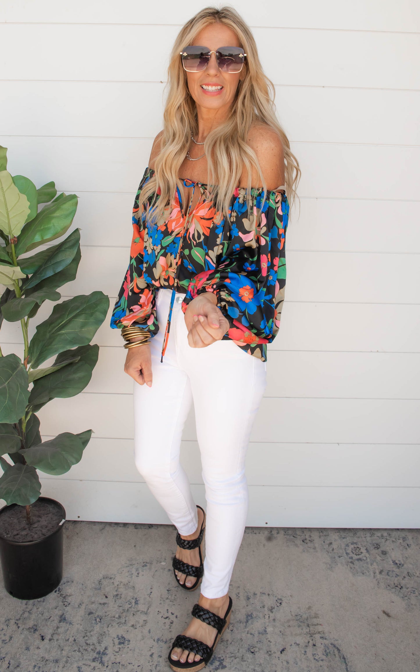 Be Bold Floral Off the Shoulder Top