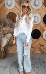 Thumb Hole Cuffs Button Closure Long Sleeve Top - Part 2