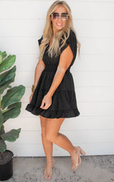 black cinched in dress
