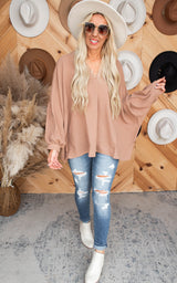 OVERSIZED TAUPE BLOUSE 