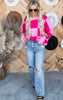 Magenta Oversized Checkered Sweater