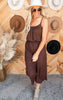 Cropped Spaghetti Strap Jumpsuit - Brown