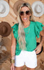 Double Ruffle Sleeve Top - Green