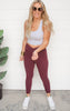 Burgundy V Waist Capri Length Leggings | Rae Mode