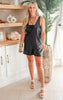 Faux Leather V-Neck Pocket Sleeveless Romper - Final Sale