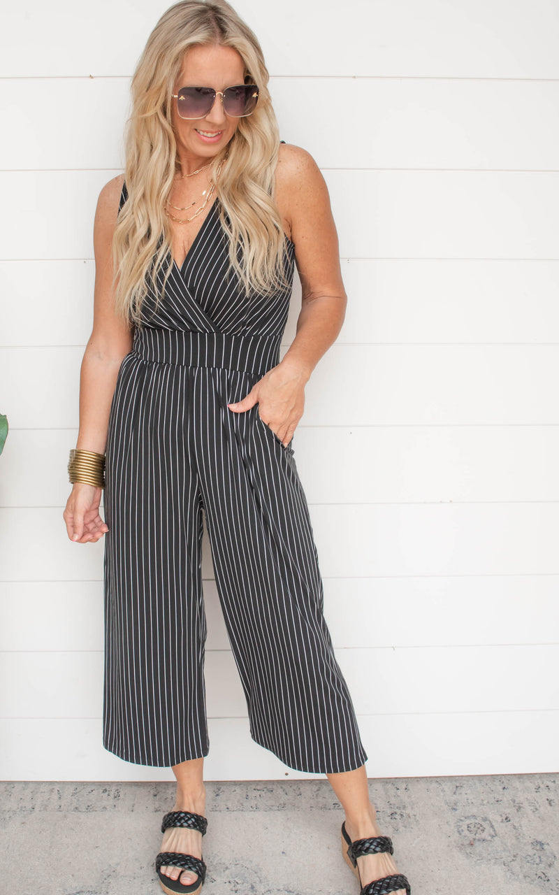 Be the Boss Striped Cropped Jumpsuit