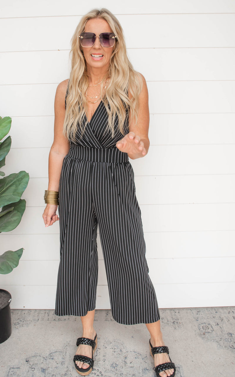  Striped Cropped Jumpsuit