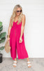 Magenta Button Down Crepe Jumpsuit