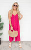 Magenta Button Down Crepe Jumpsuit