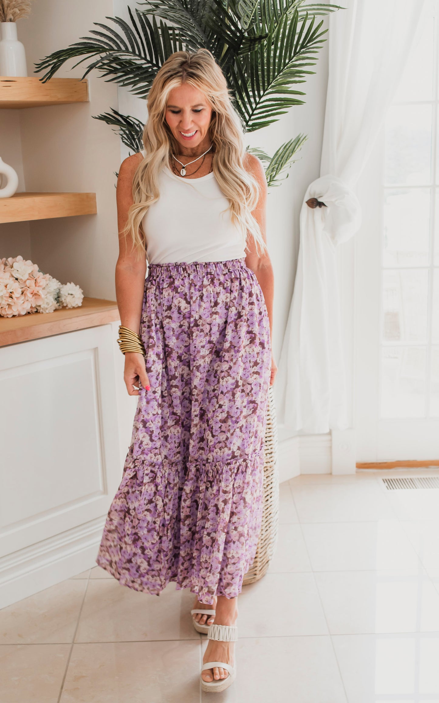 Lavender Fields Floral Maxi Skirt