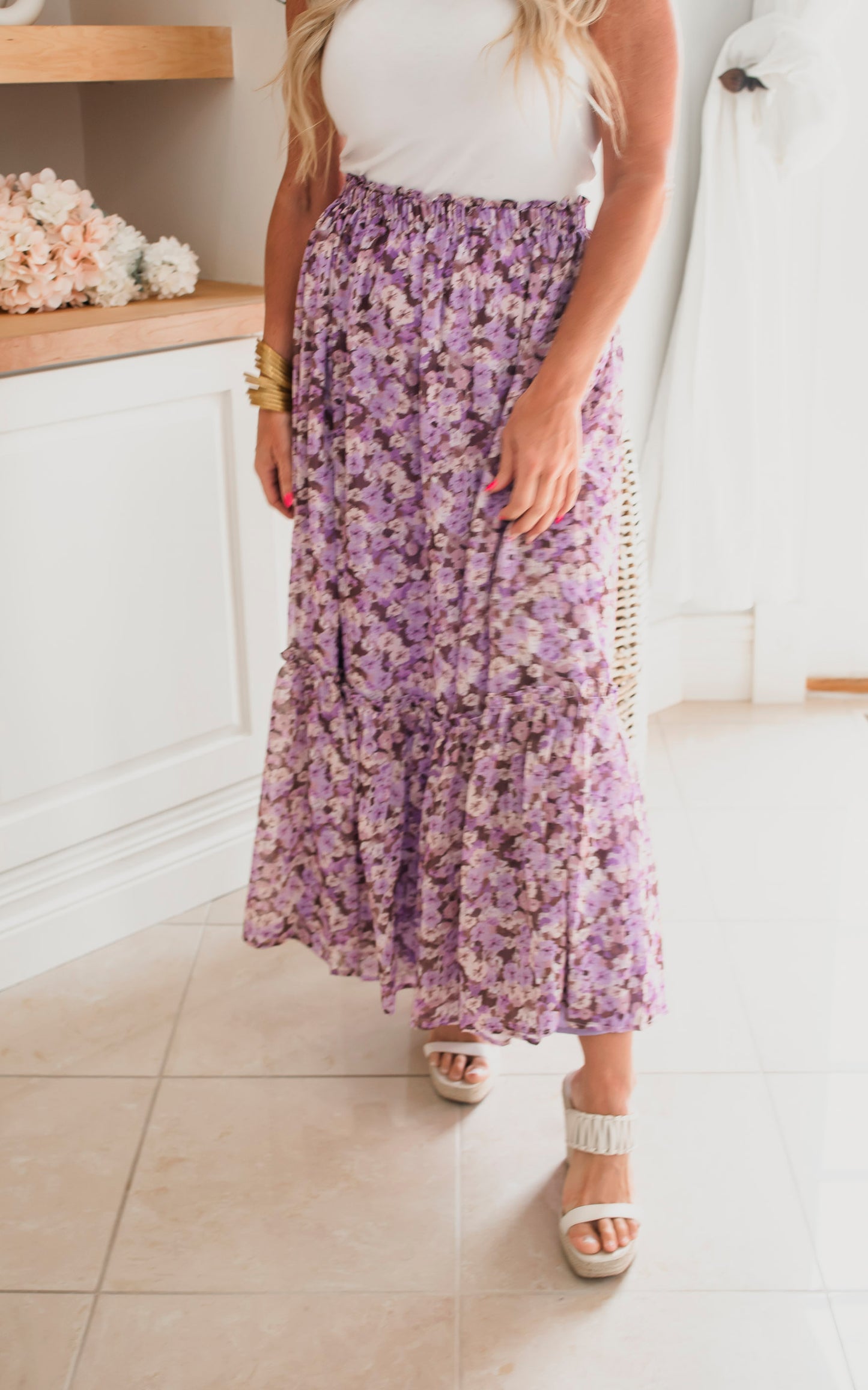 Lavender Fields Floral Maxi Skirt