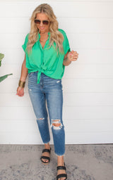 Emerald button up top 