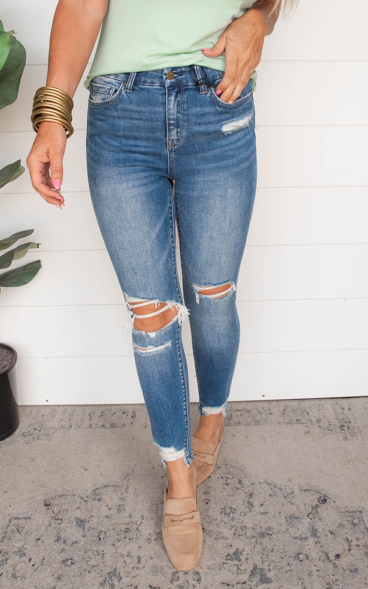 Mid Rise Crop Denim Skinny Jeans