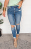 Mid Rise Crop Denim Skinny Jeans