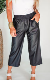 Faux Leather Capri Pants