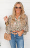 Floral Green Button Down Puff Sleeve Blouse