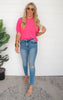 Hot Pink Bubble Sleeve Top