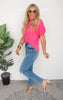 Hot Pink Bubble Sleeve Top