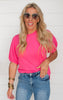 Hot Pink Bubble Sleeve Top