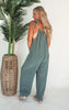 Spring Garden Olive Washed Gauze Wide Leg Jumpsuit - Final Sale