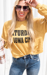 Saturday In Iowa City Cropped Sweatshirt**