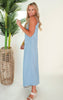 Chambray Back Lace Up Asymmetrical Jumpsuit - Final Sale