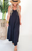 Chambray Back Lace Up Asymmetrical Jumpsuit - Final Sale