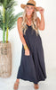 Chambray Back Lace Up Asymmetrical Jumpsuit - Final Sale