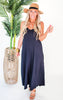 Chambray Back Lace Up Asymmetrical Jumpsuit - Final Sale