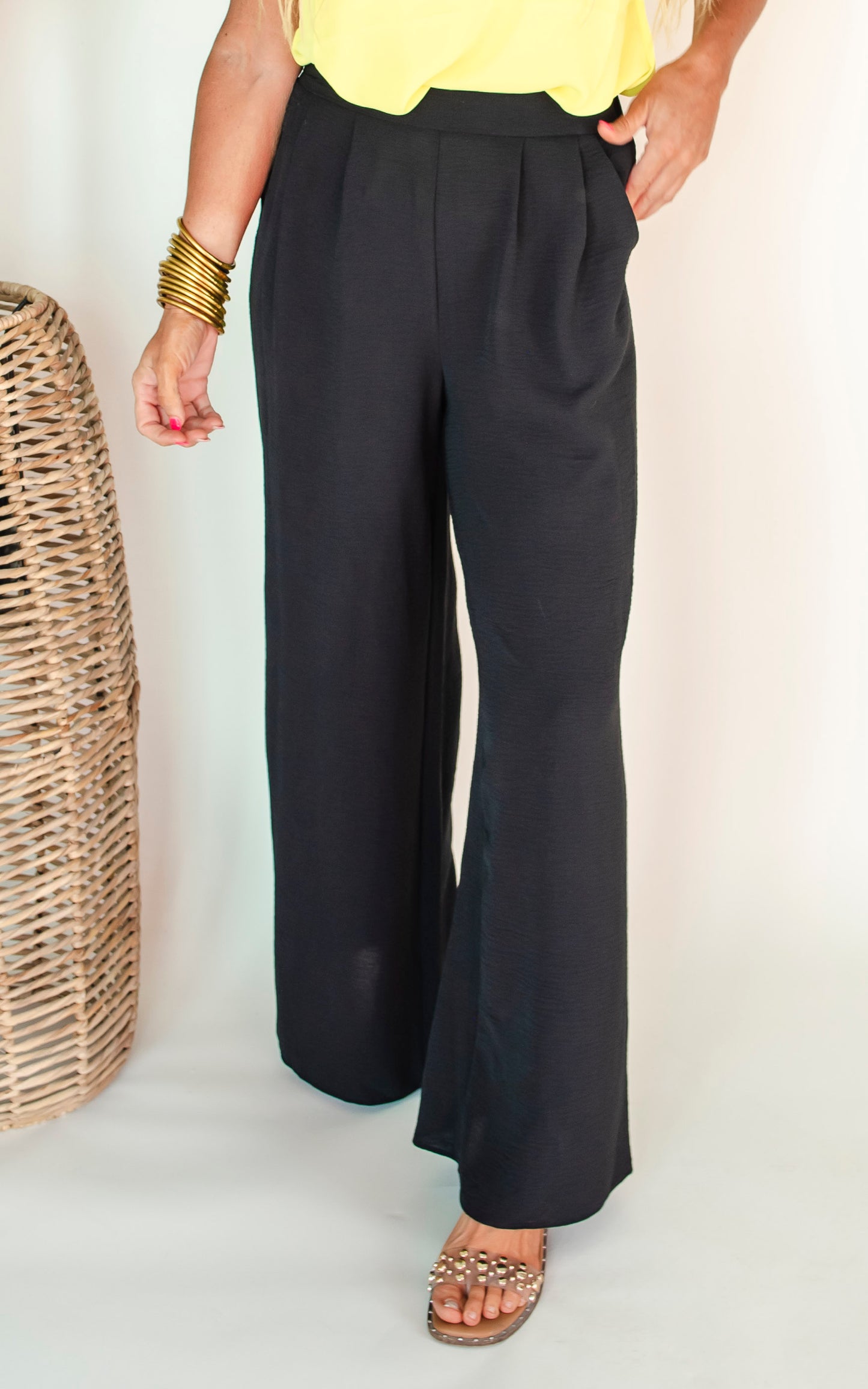 Black Pocket Wide Leg Pants