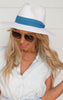 White CC Panama Hat w/ Denim Color Band