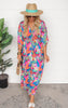 Magenta Multi Kimono Maxi Dress