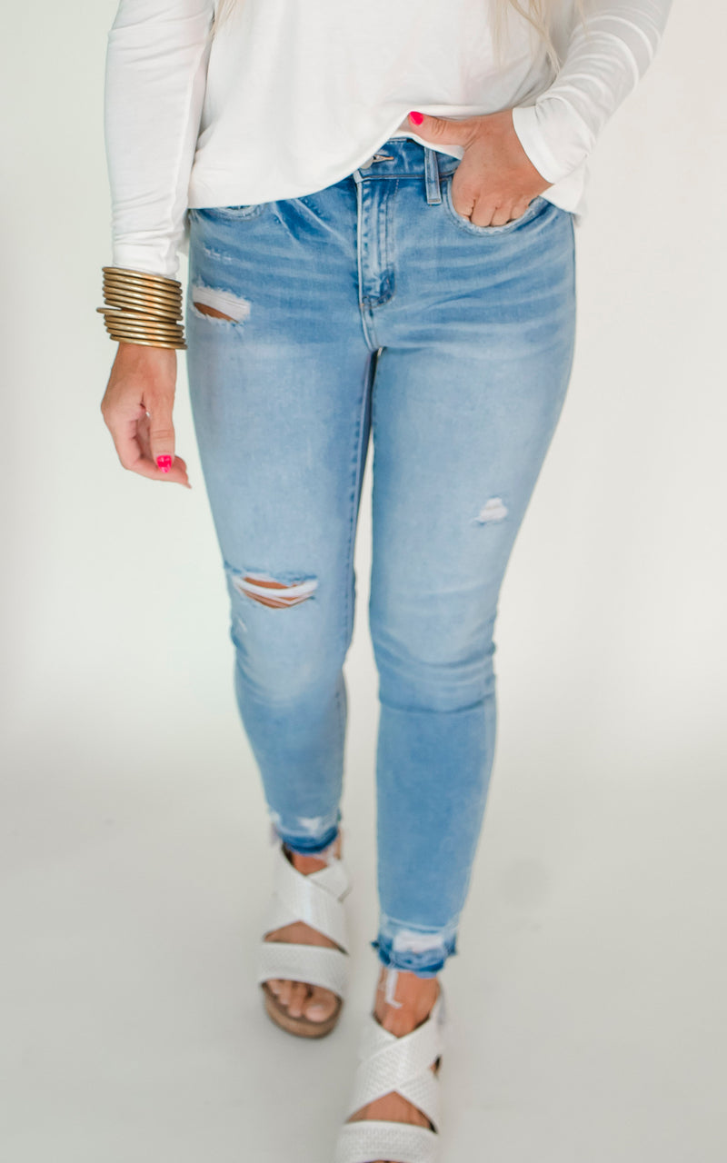 The Zara High Rise Crop Skinny Denim Jeans - Mica