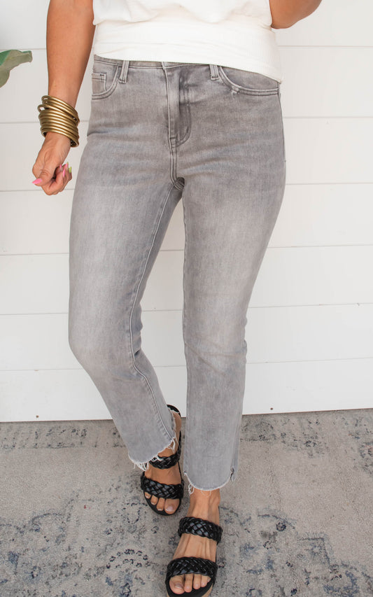 High Rise Crop Denim Flare Jeans - Vervet