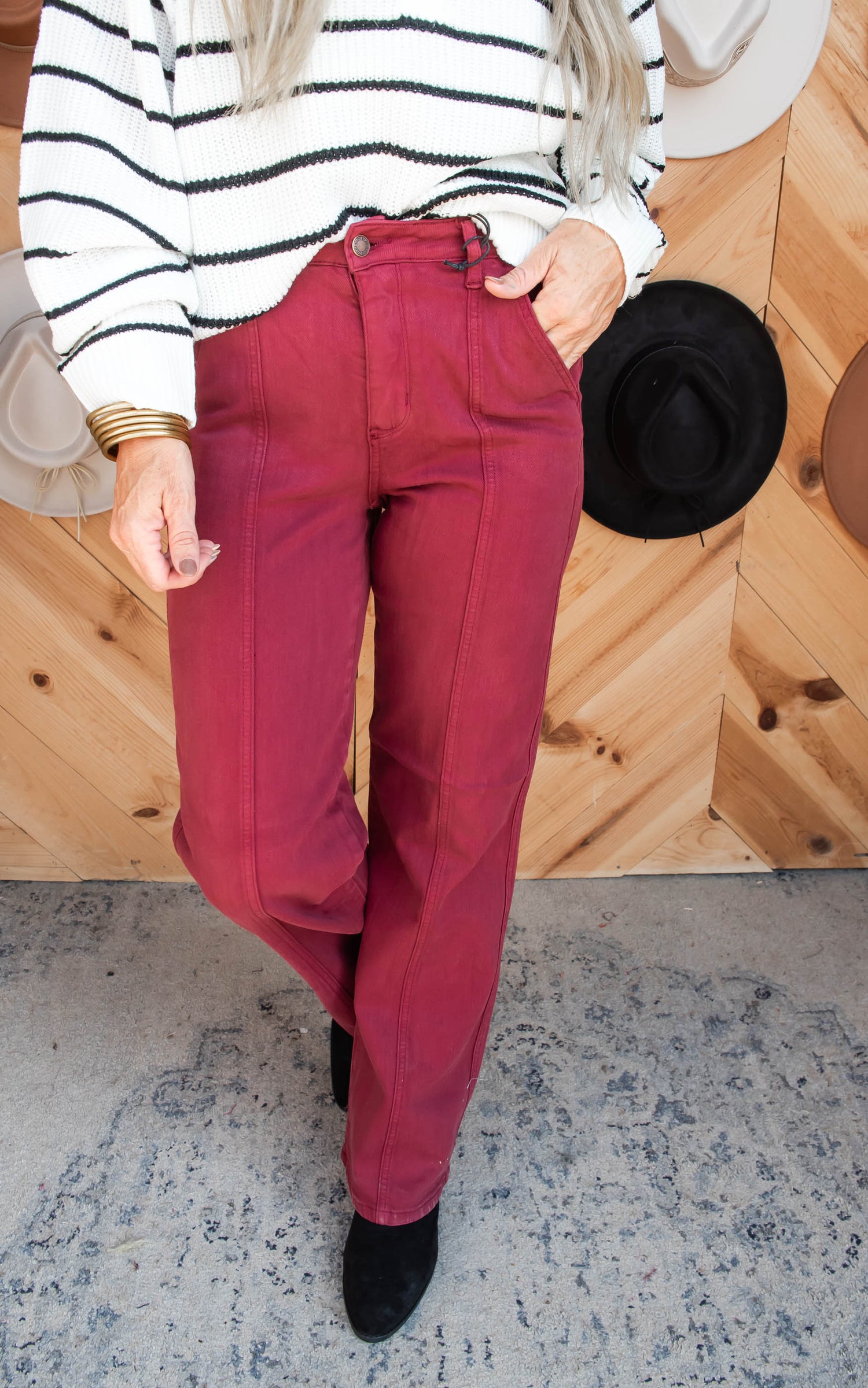 High Waist Burgundy Straight Denim Jeans Judy Blue Final Sale