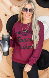 Football Is my Favorite Season Crewneck Sweatshirt**