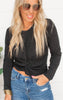 Black Shinny Long Sleeve Top